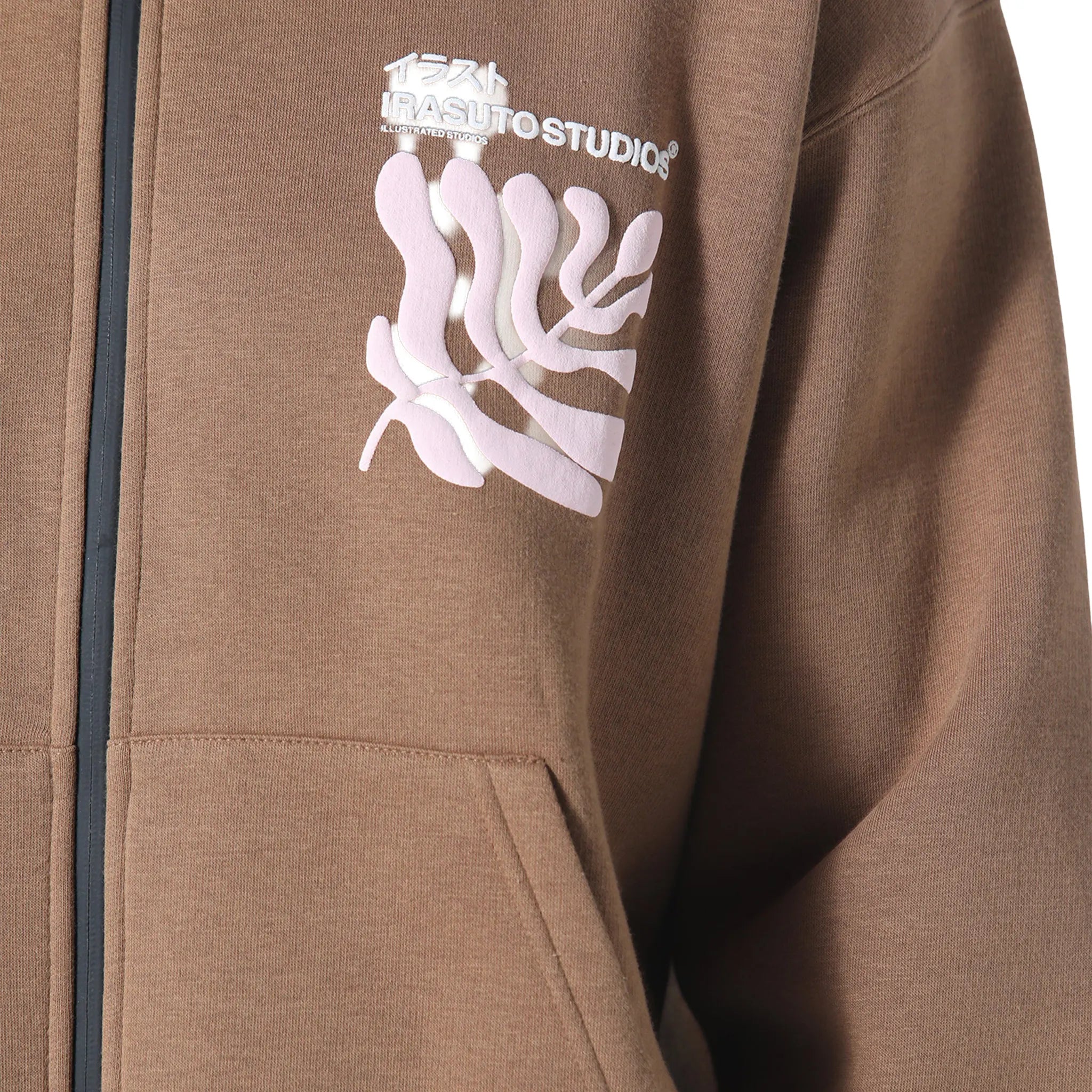 Detailed View of Irasuto Studios Sumi Flow Tobacco Zip-Up Hoodie 5060615214419